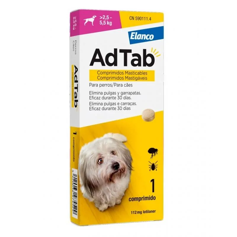 Antiparasitario Masticable Adtab Para Perro 1 Comprimido